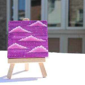 Handmade 3x3inch Mini Canvas & a free wood easal